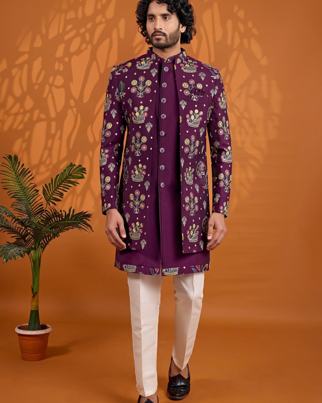 Dark Purple Designer Jacket Set for Men | Premium Party & Wedding Ethnic Wear